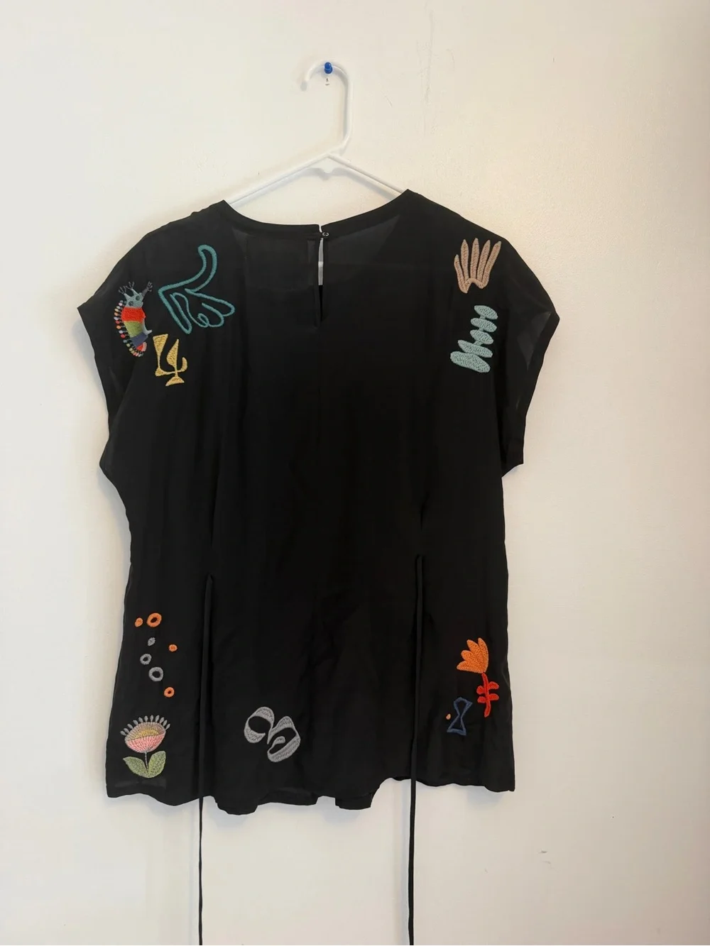 Biya by Johnny Was 100% Silk Embroidered Top Size Small